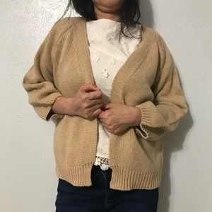 Tan Balloon Sleeve Cardigan